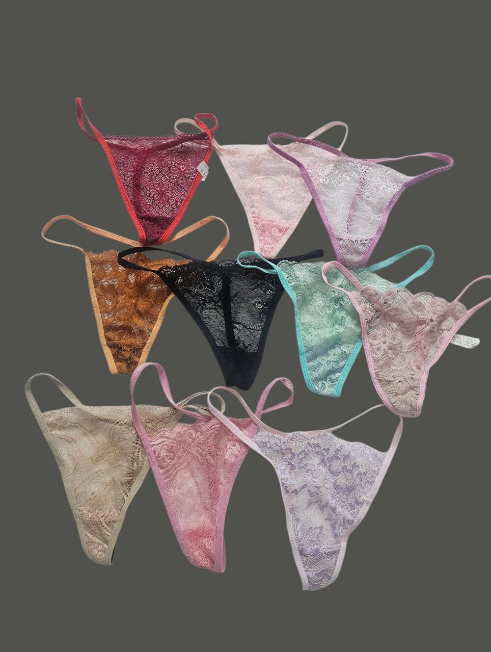 Womens 10 Lace Thong Panties - Multi Color Assortment